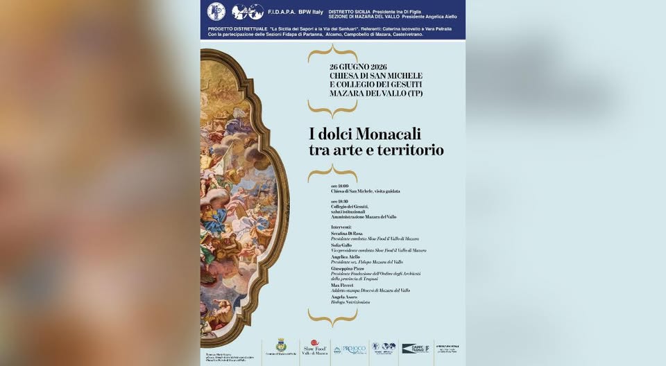Mazara, il 26 giugno l’evento “I dolci monacali tra arte e territorio”